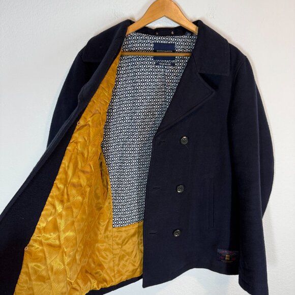 Scotch and Soda Blue Peacoat Coat Jacket Double Breasted Mens XL - Picture 4 of 15